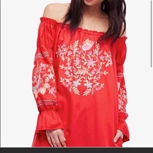 Free People Fleur Du Jour Dress in Red NWOT